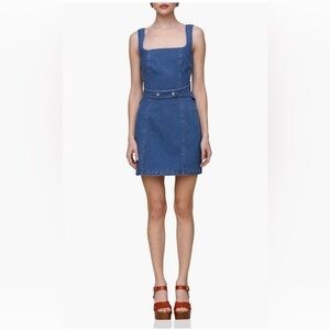 Avec Les Filles Denim Harness Body-Con Sheath Mini Dress